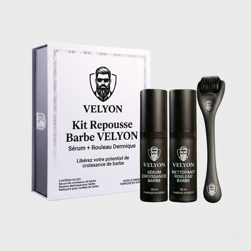 Kit Repousse Barbe VELYON — Sérum + Rouleau Dermique