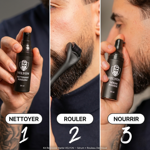 Kit Repousse Barbe VELYON — Sérum + Rouleau Dermique